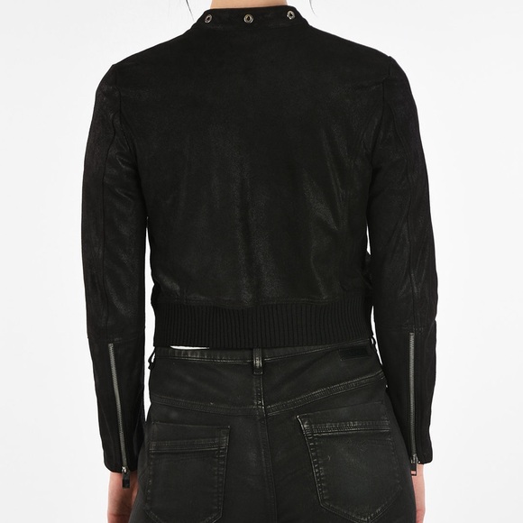 DIESEL BLACK LEATHER JACKET - Picture 4 of 7